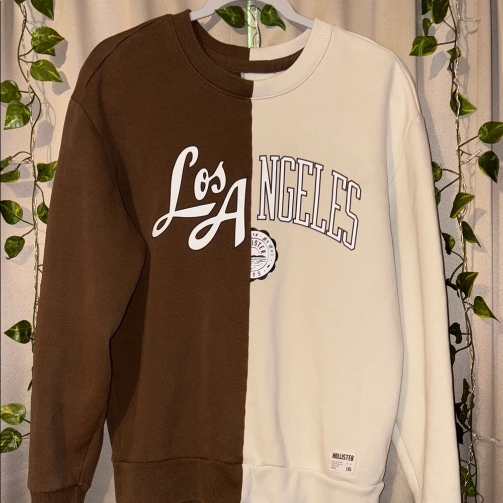 Hollister Brown and Cream Crewneck Sweater